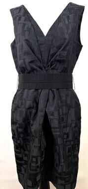 Lida Baday Black Textured Print Fabric Dress Size 12